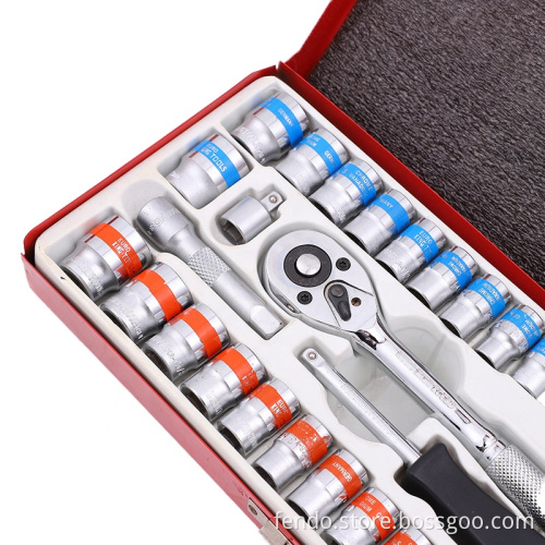 40pcs Master Hex Hardware Machinery Ratchet Socket Tool Set